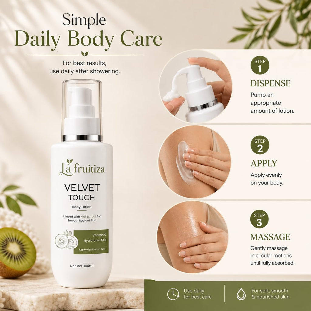 Velvet Touch Body Lotion with Kiwi Extract, Vitamin C & Hyaluronic Acid