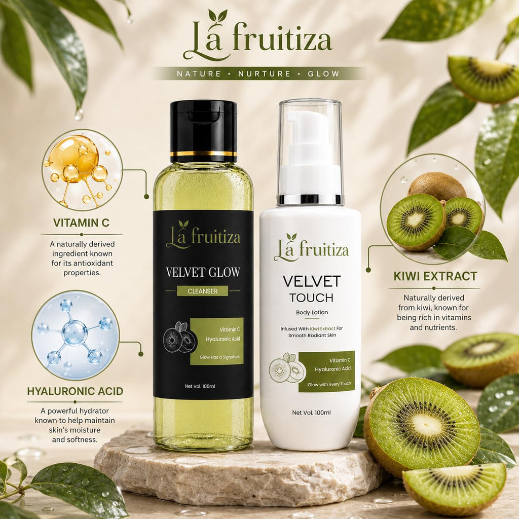 Velvet Glow & Velvet Touch Combo — Kiwi Extract, Vitamin C & Hyaluronic Acid Skincare Set