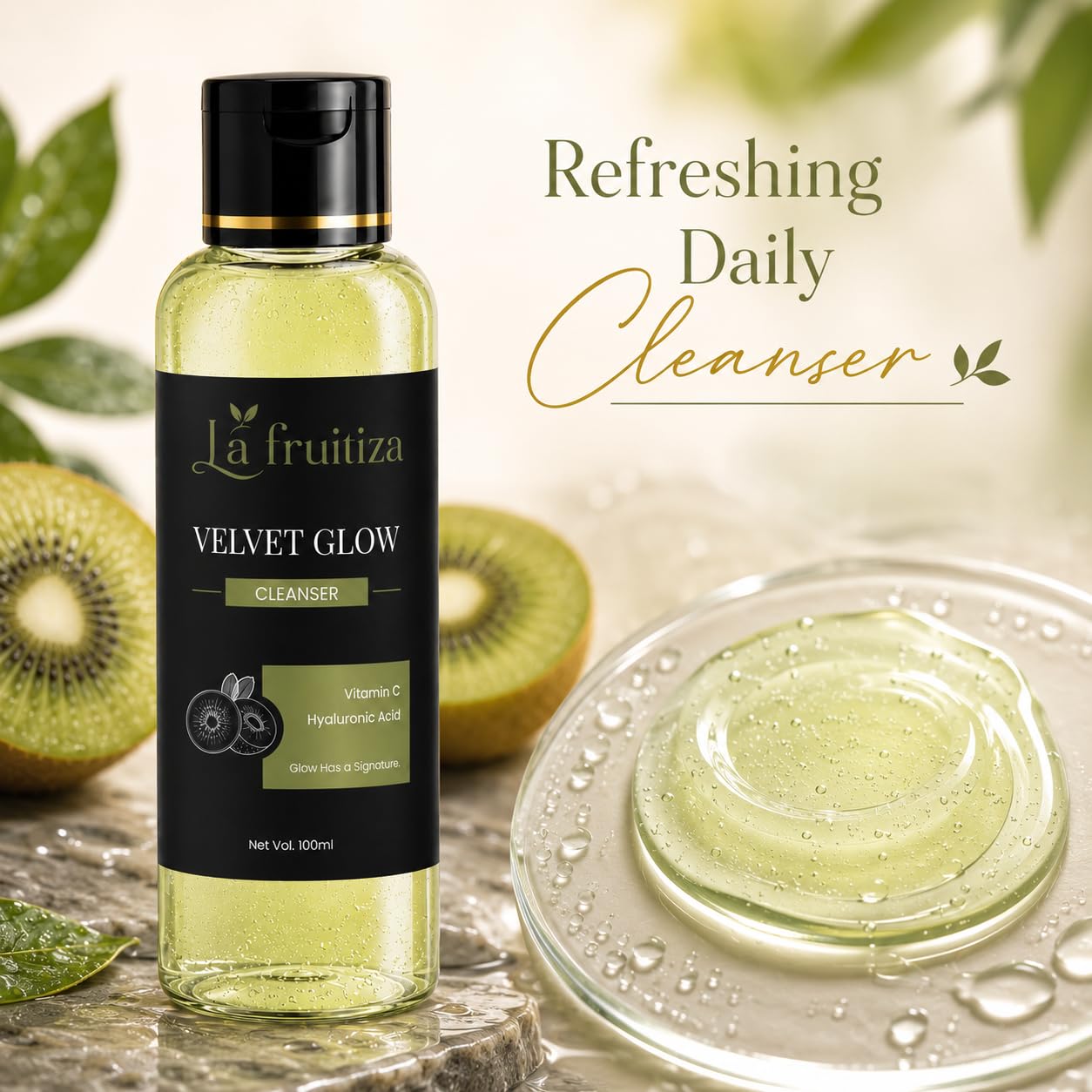 Velvet Glow Face Cleanser with Kiwi Extract, Vitamin C & Hyaluronic Acid