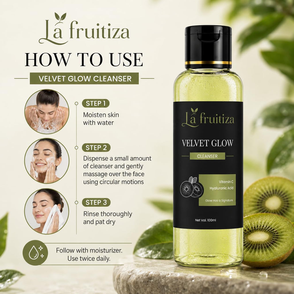 Velvet Glow Face Cleanser with Kiwi Extract, Vitamin C & Hyaluronic Acid