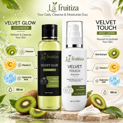Velvet Glow & Velvet Touch Combo — Kiwi Extract, Vitamin C & Hyaluronic Acid Skincare Set